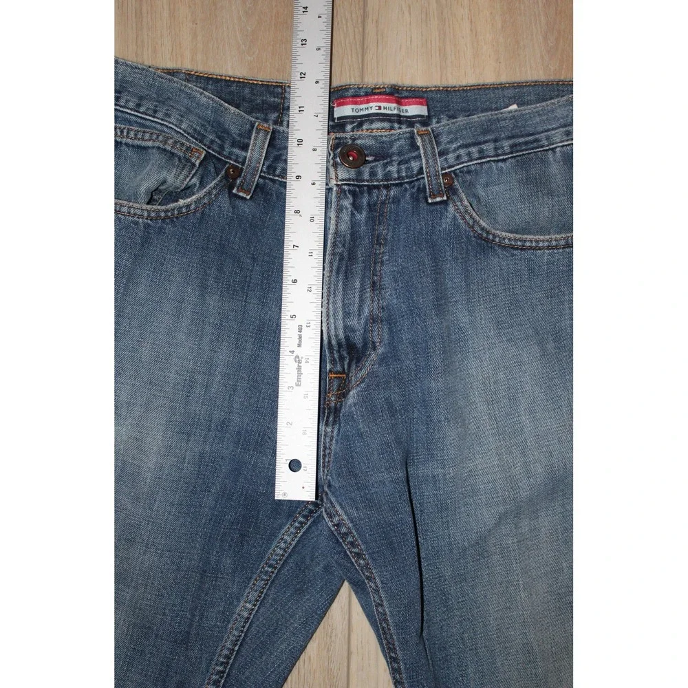 Tommy Hilfiger Mens Medium Wash Straight Leg Denim Jeans Blue 32x32 Rigid Cotton